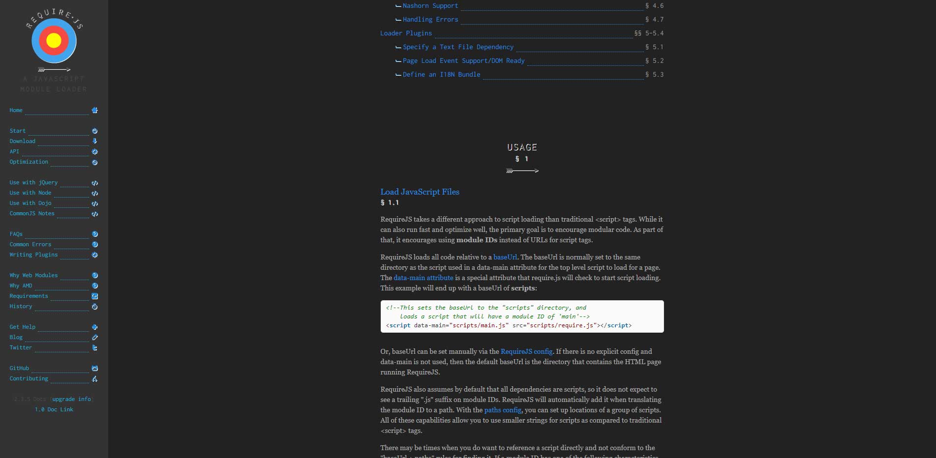 requirejs.org Dark