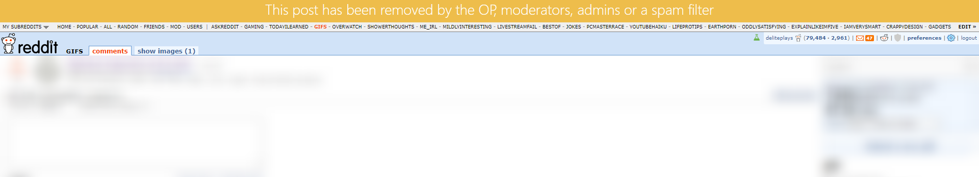 Reddit removed post indicator