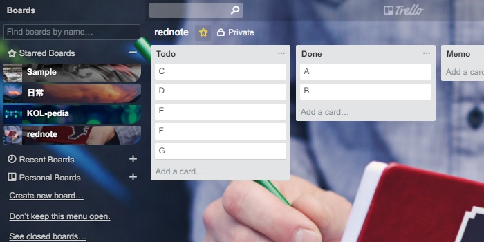 Trello - Pin Boards Menu