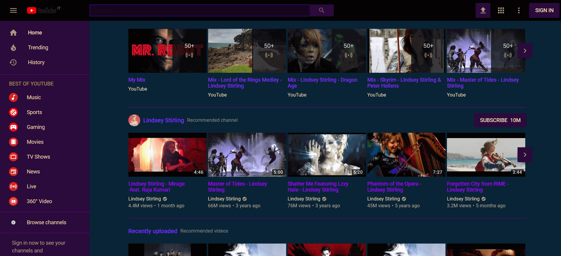 Youtube simple dark Purple
