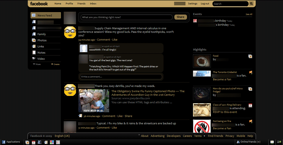 Comprehensive Facebook Redesign [Inverted]