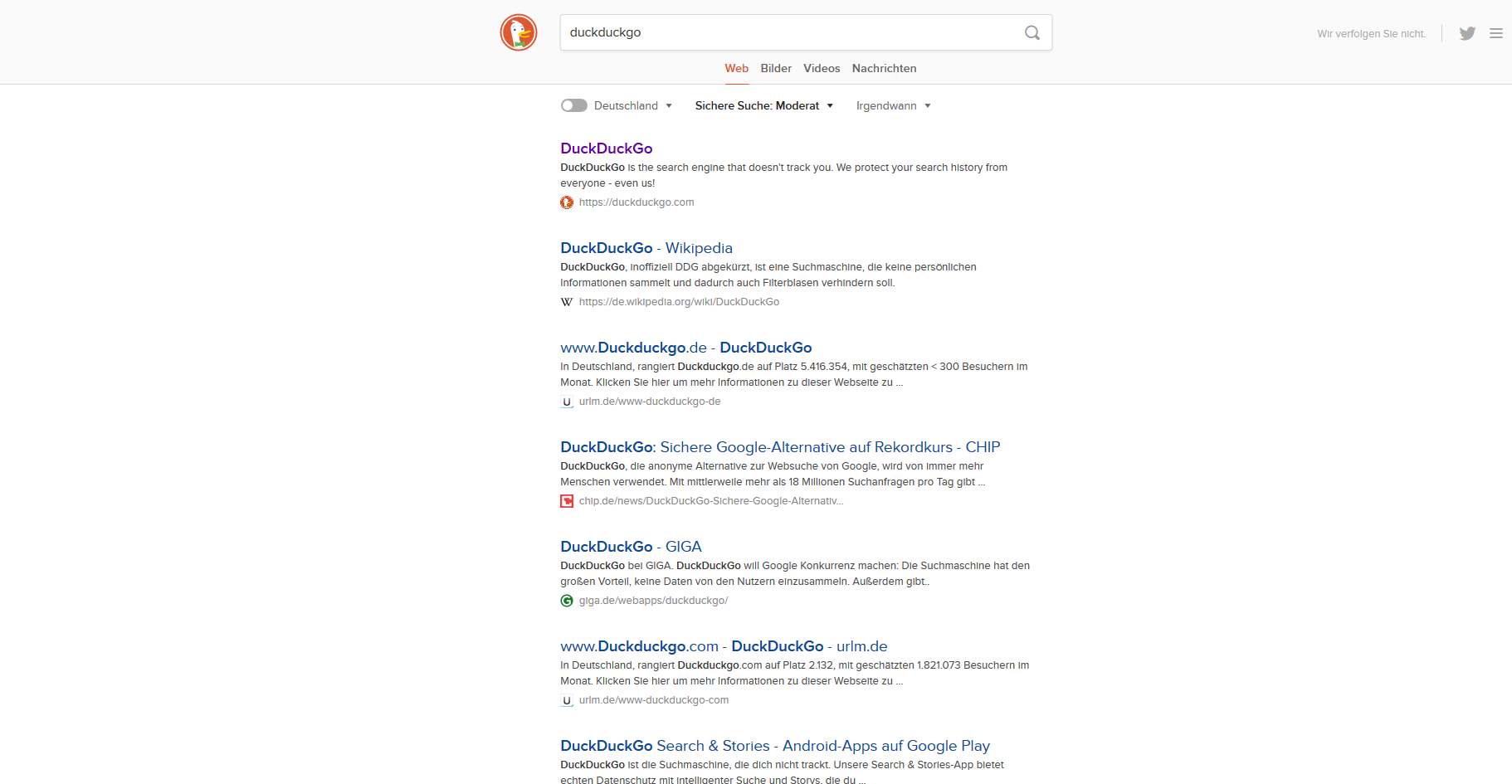 DuckDuckGo: Center
