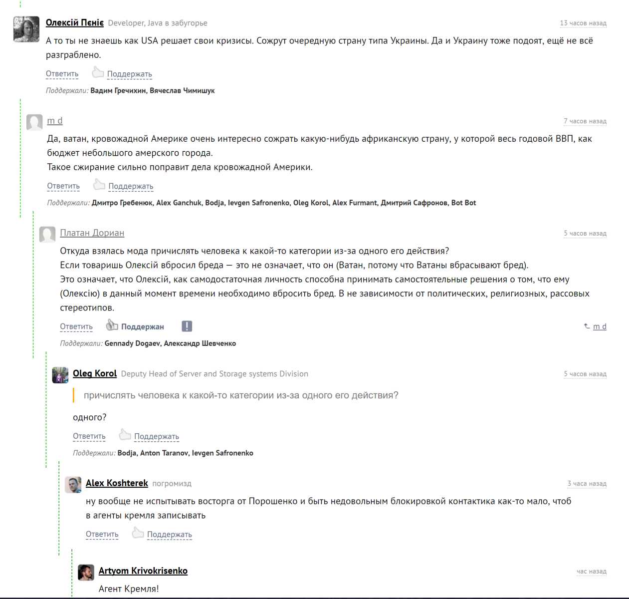 Compact comment tree for dou.ua