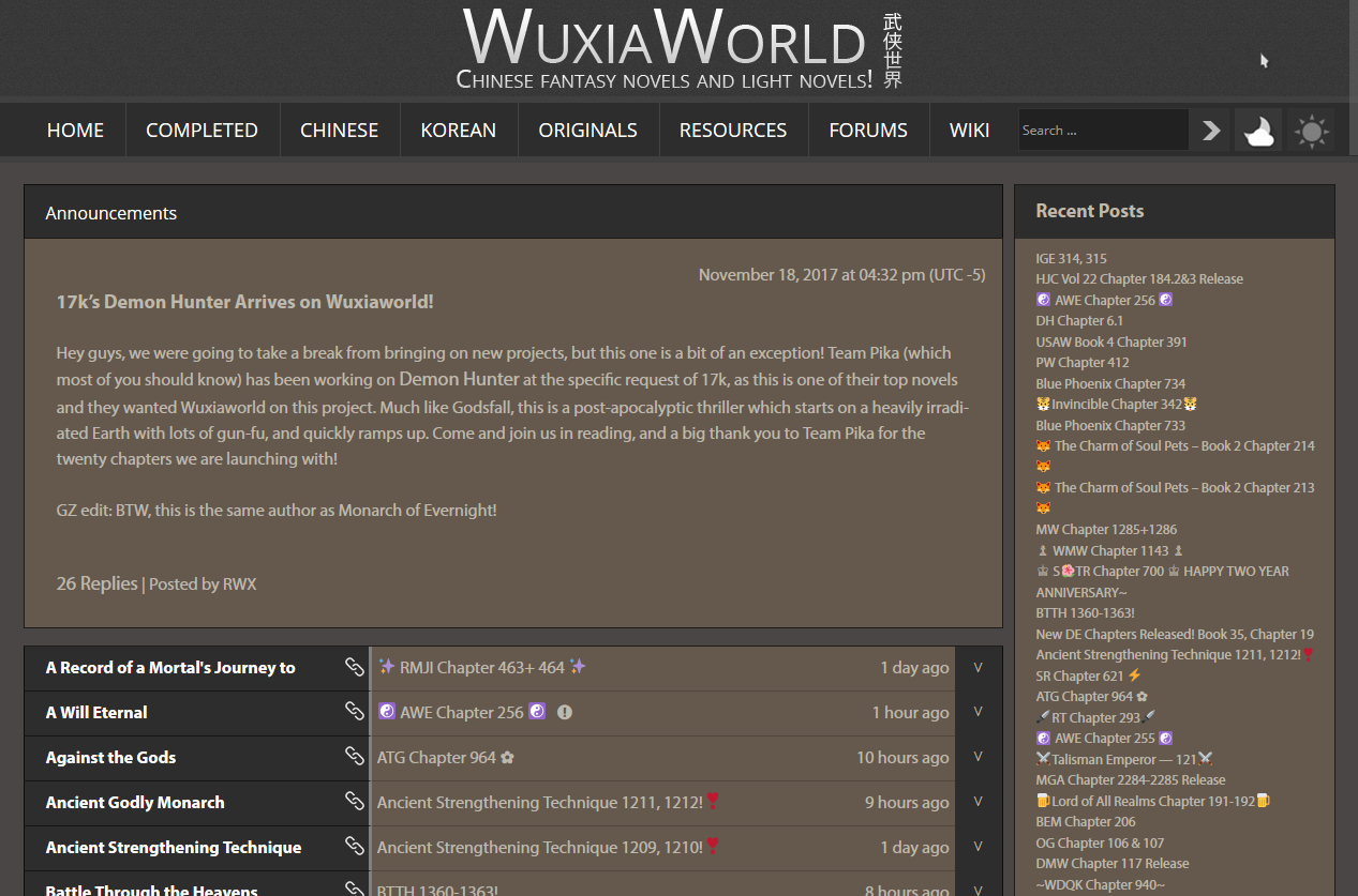 Wuxiaworld - Sepiatone