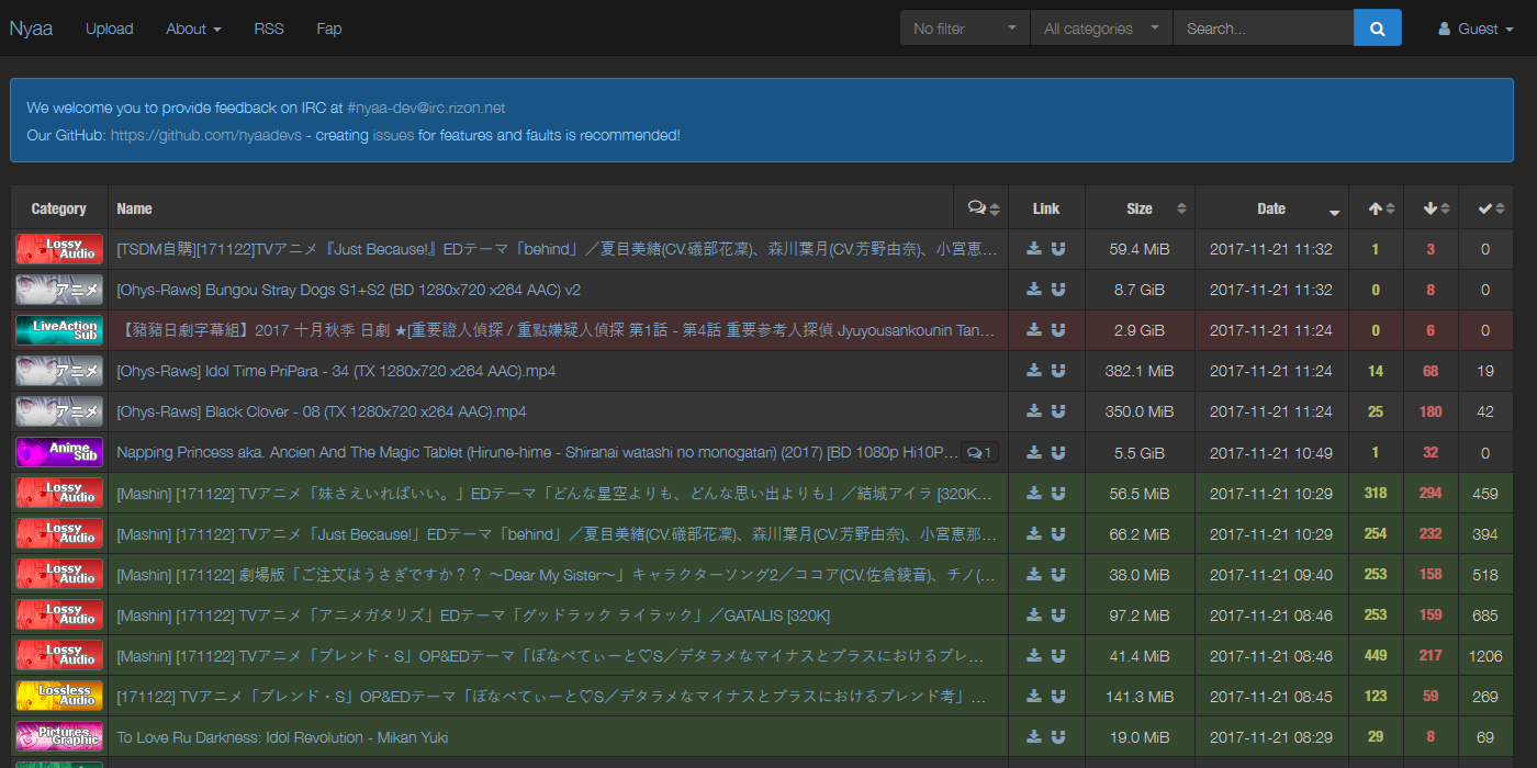 Nyaa Dark Mode fixes