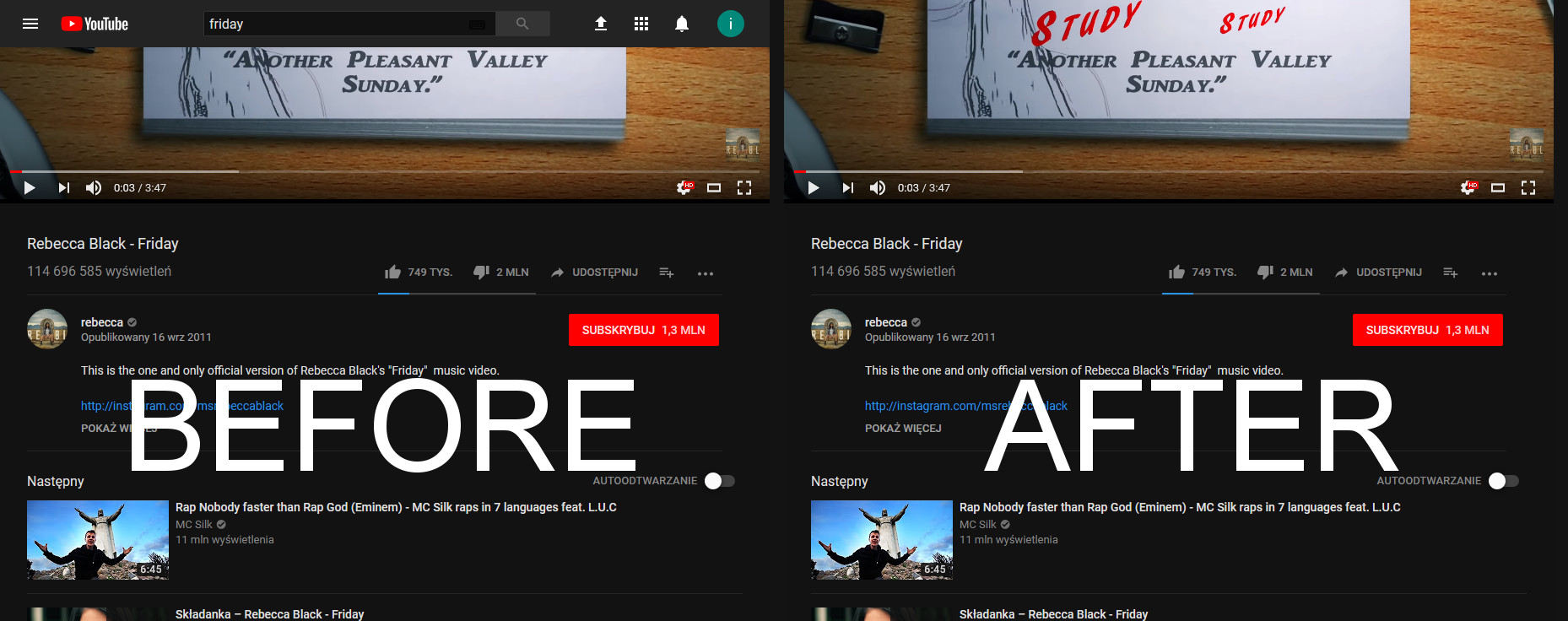 Youtube non-fixed header