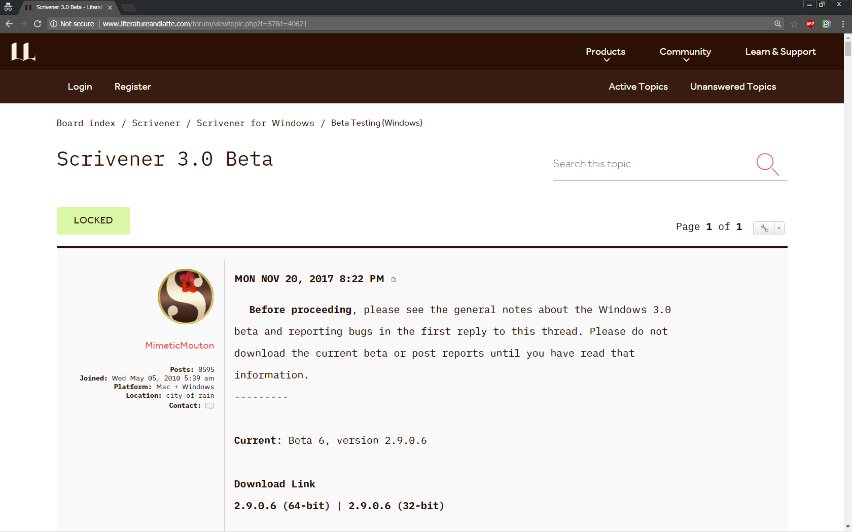 Scrivener Forum