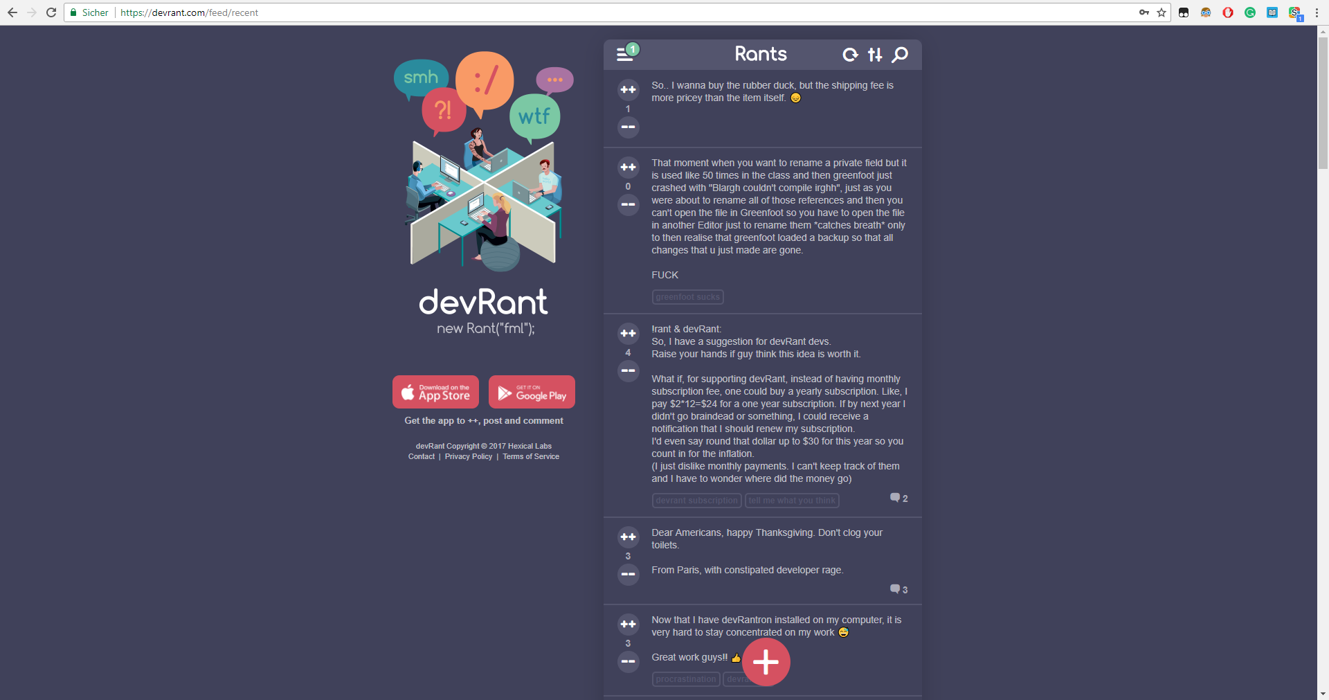 devRant SemiDark Theme