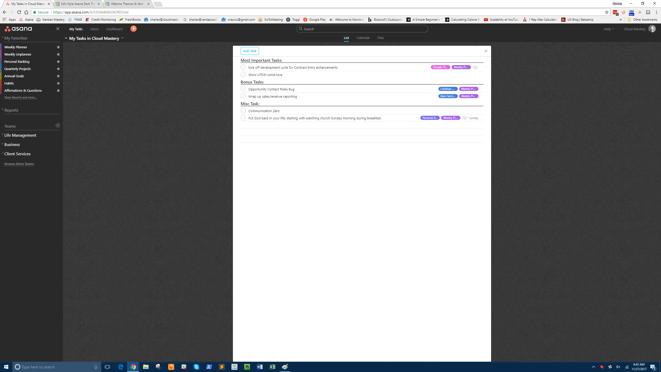 Asana Dark Theme (textured background)