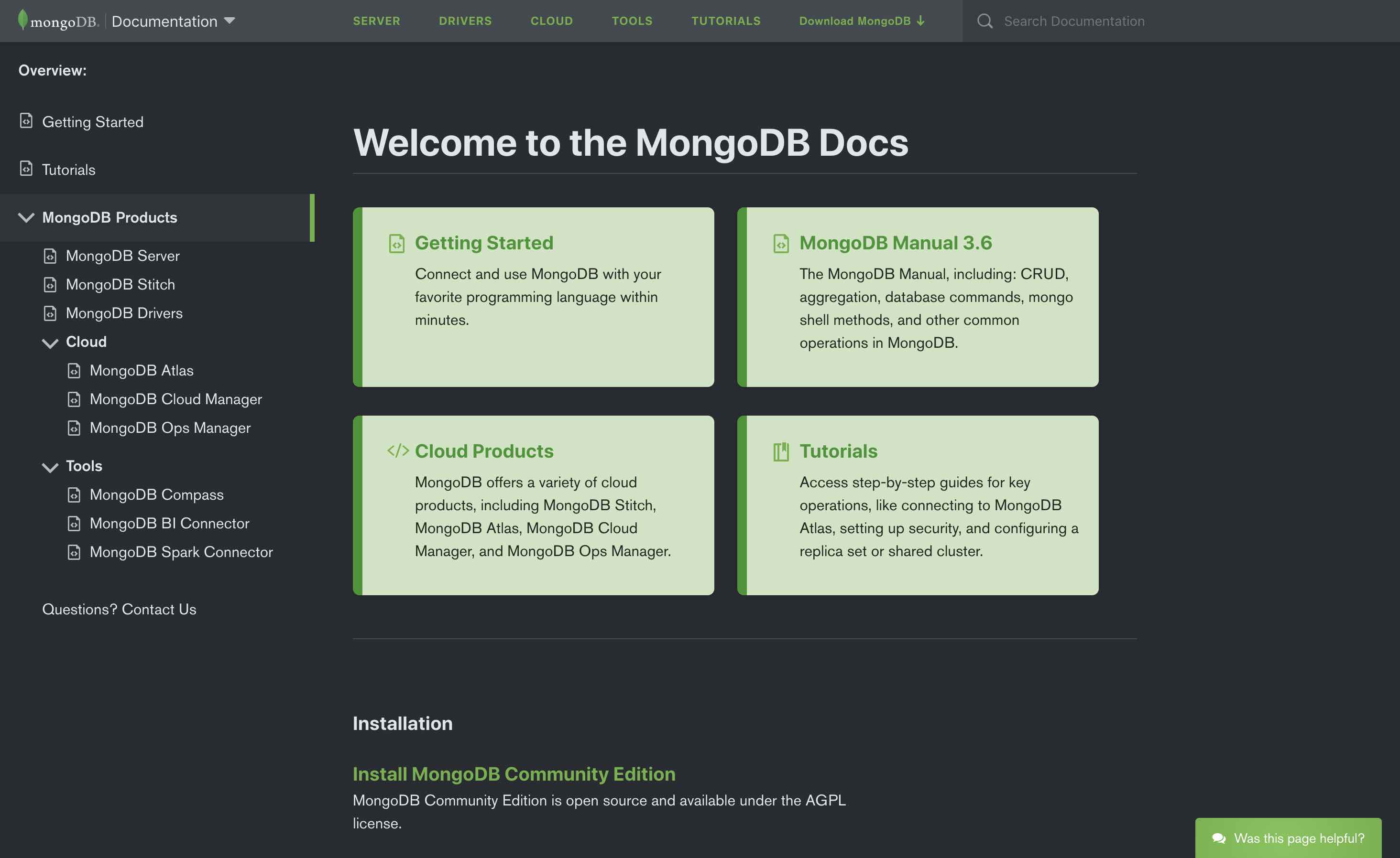 Dark MongoDB Docs