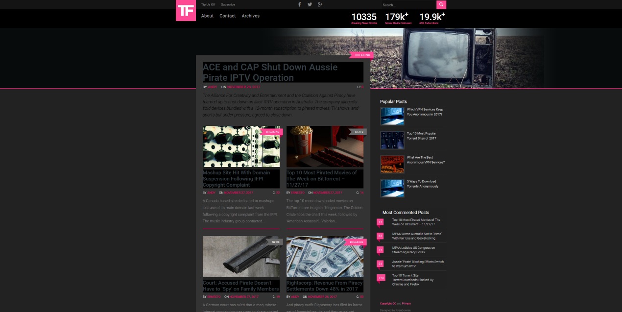 TorrentFreak News Dark