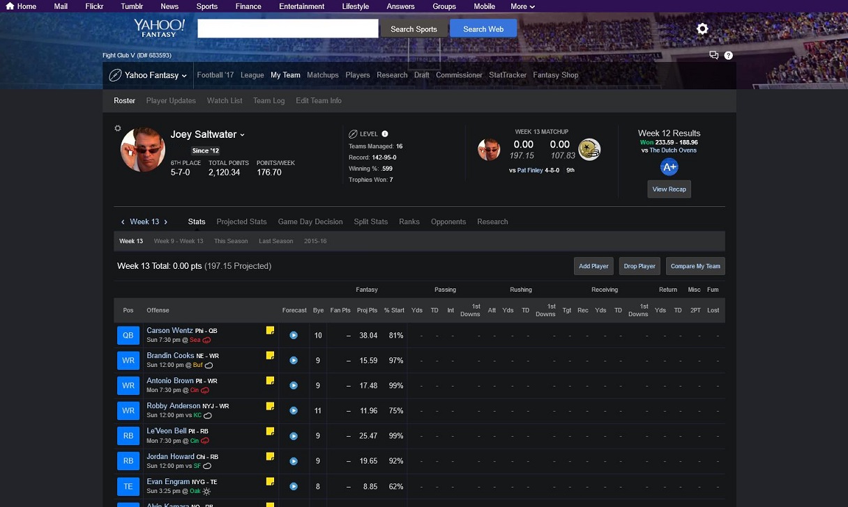 Yahoo Fantasy Dark Night Theme