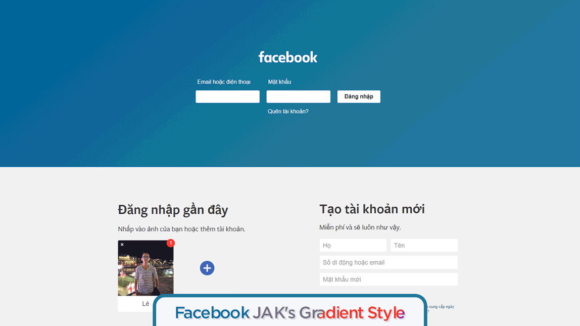 Facebook JAK's Gradient - Flat material design