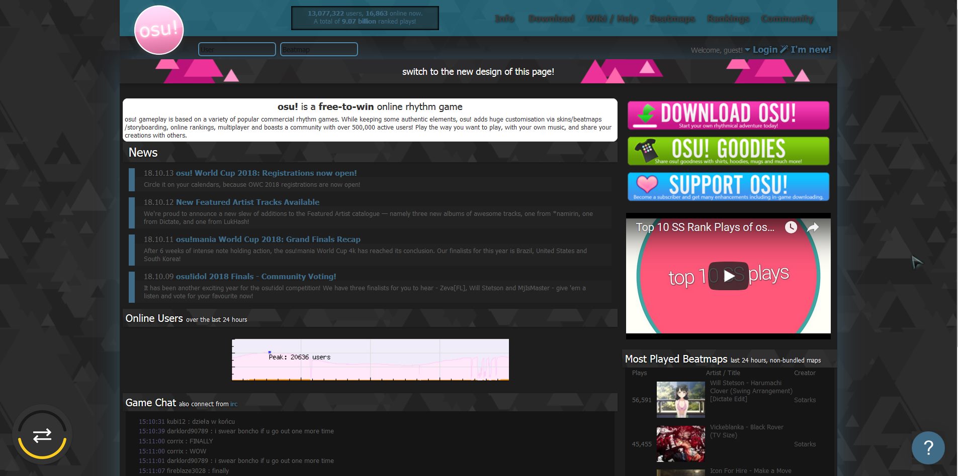 osu! next concept v2 + new site dark theme