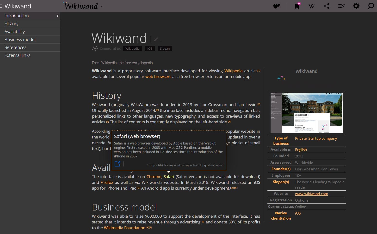 WikiWand Dark Theme