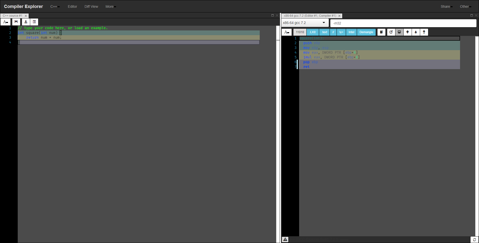 Godbolt dark c++