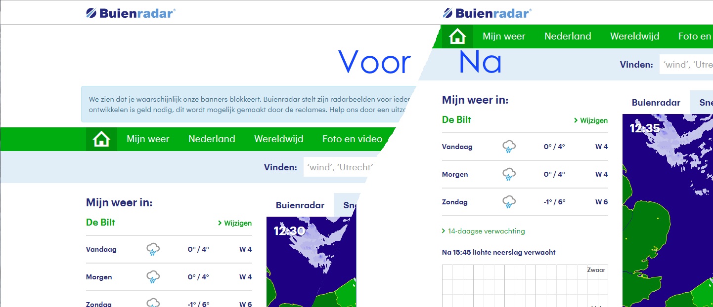 Buienradar - hide banner adblocker