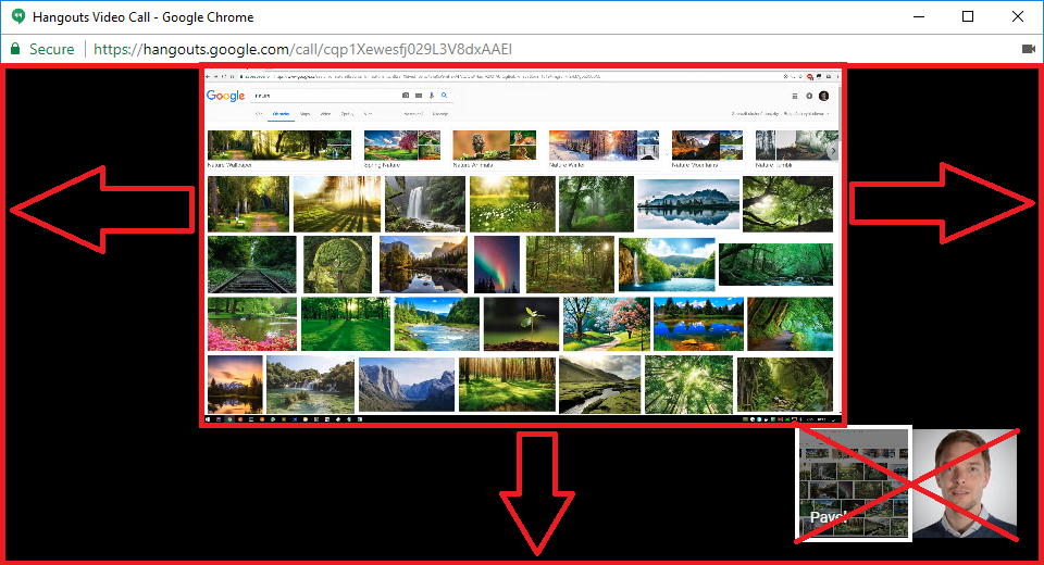 Maximize screen share for Google Hangouts