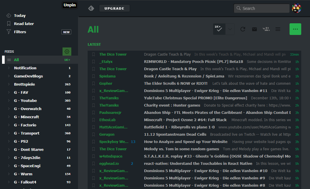 Perfect Feedly Dark Greenish