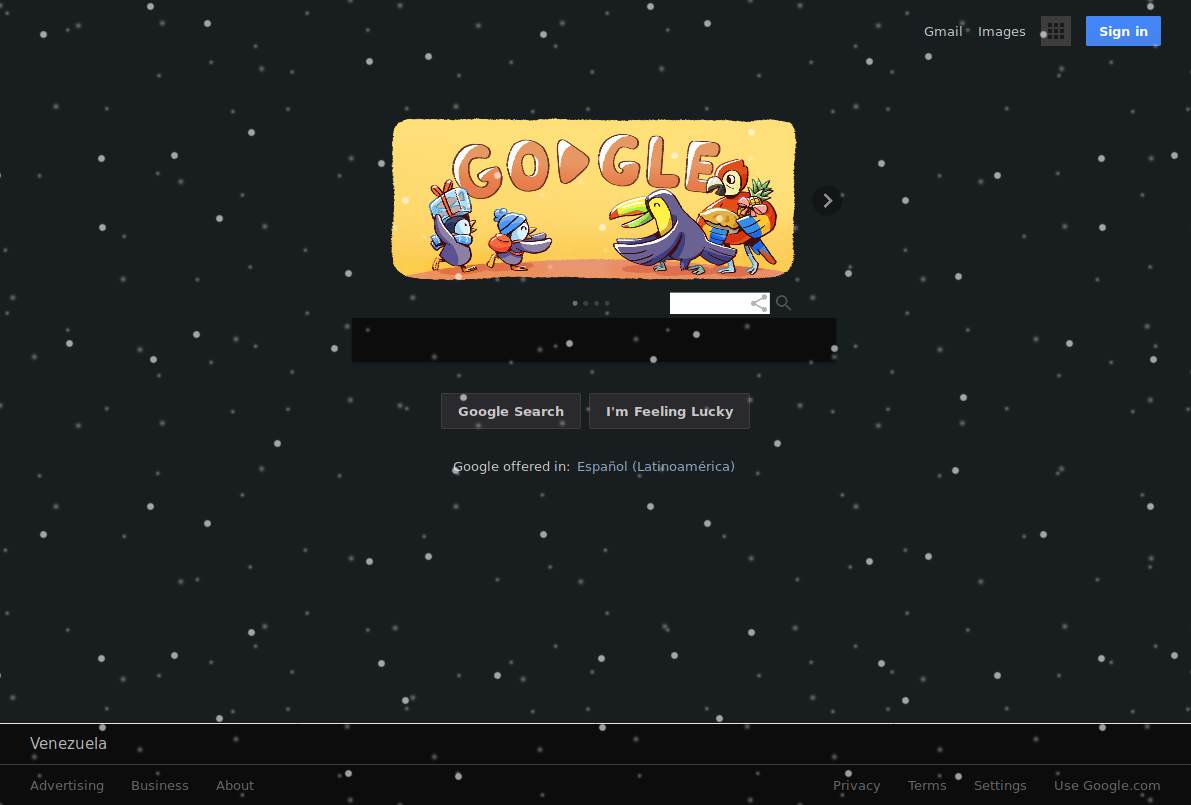 Darkish Google (Snowing effect option)