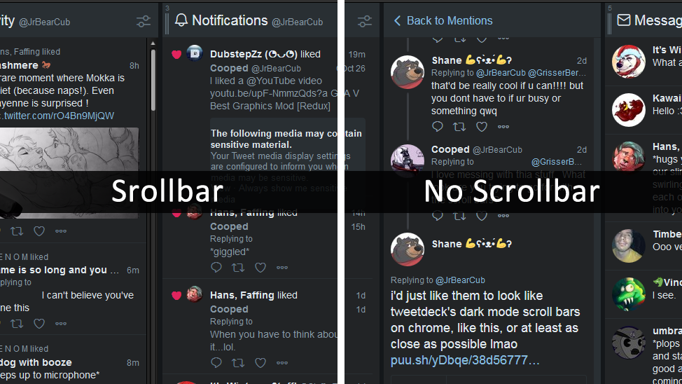 TweetDeck Hide Scrollbars