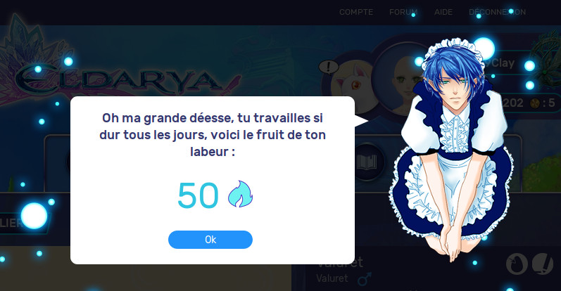 Eldarya - personnaliser le message de salaire