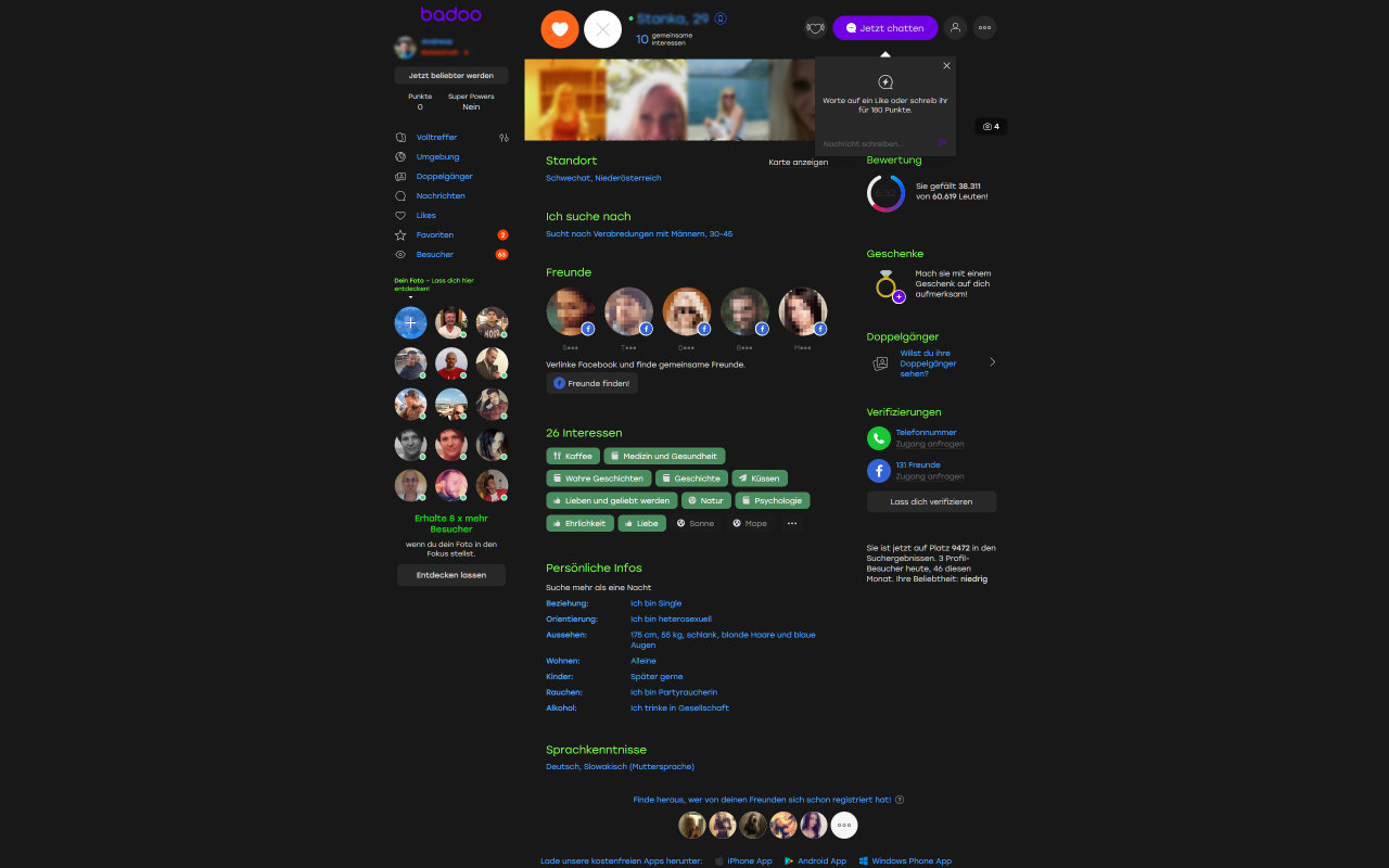 Badoo - Dark Background & Colored Text