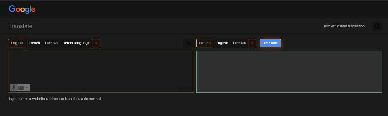 Dark Google Translate (outdated)