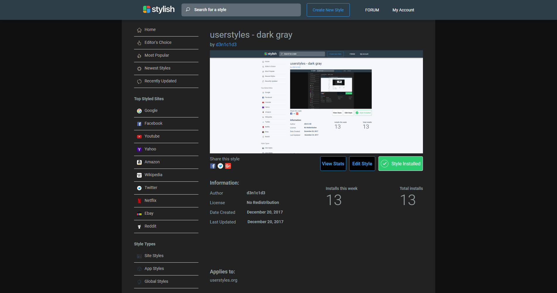 userstyles - dark gray