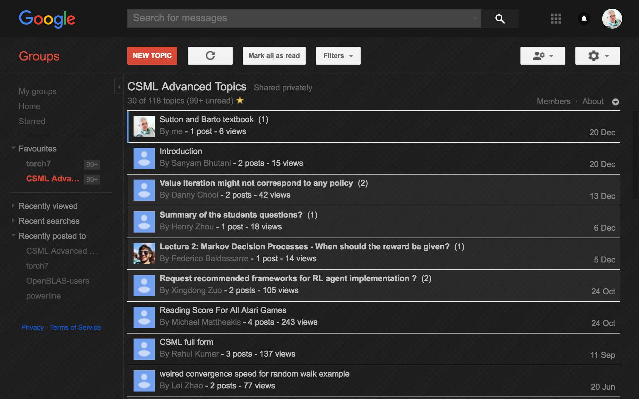 Google Groups Dark