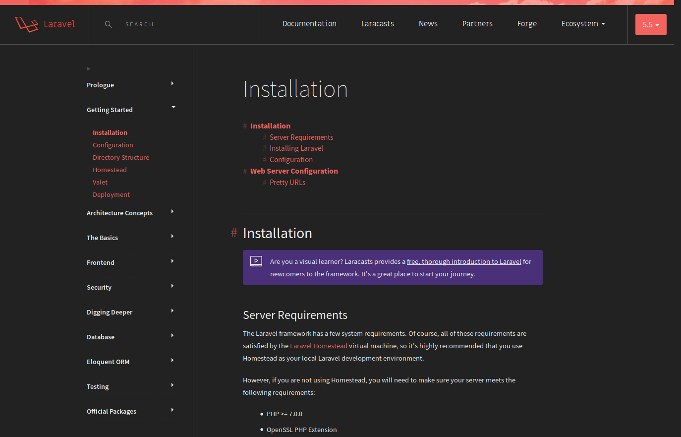 Laravel Docs Night Mode