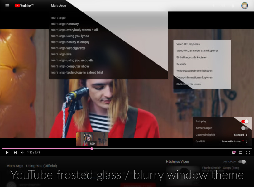 YouTube™ - Frosted Glass / Blurry Window Theme