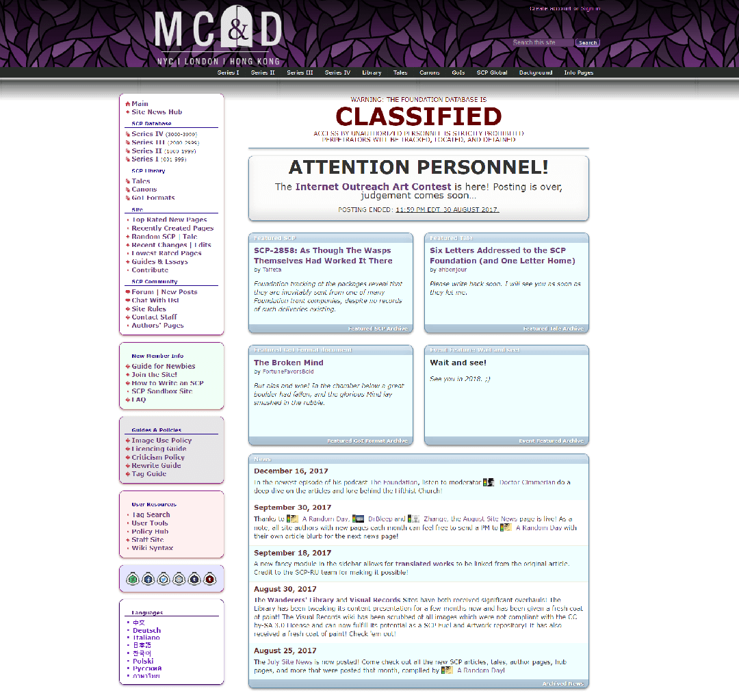 MC&D Theme for The SCP Foundation