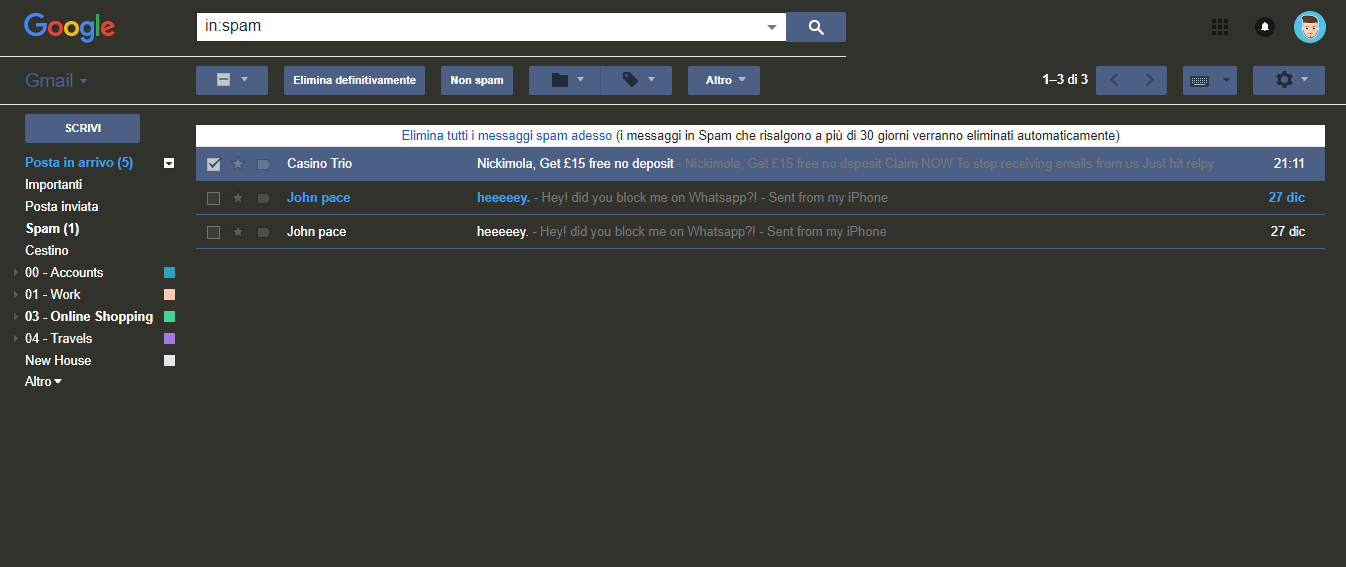 Gmail 2017 - Dark