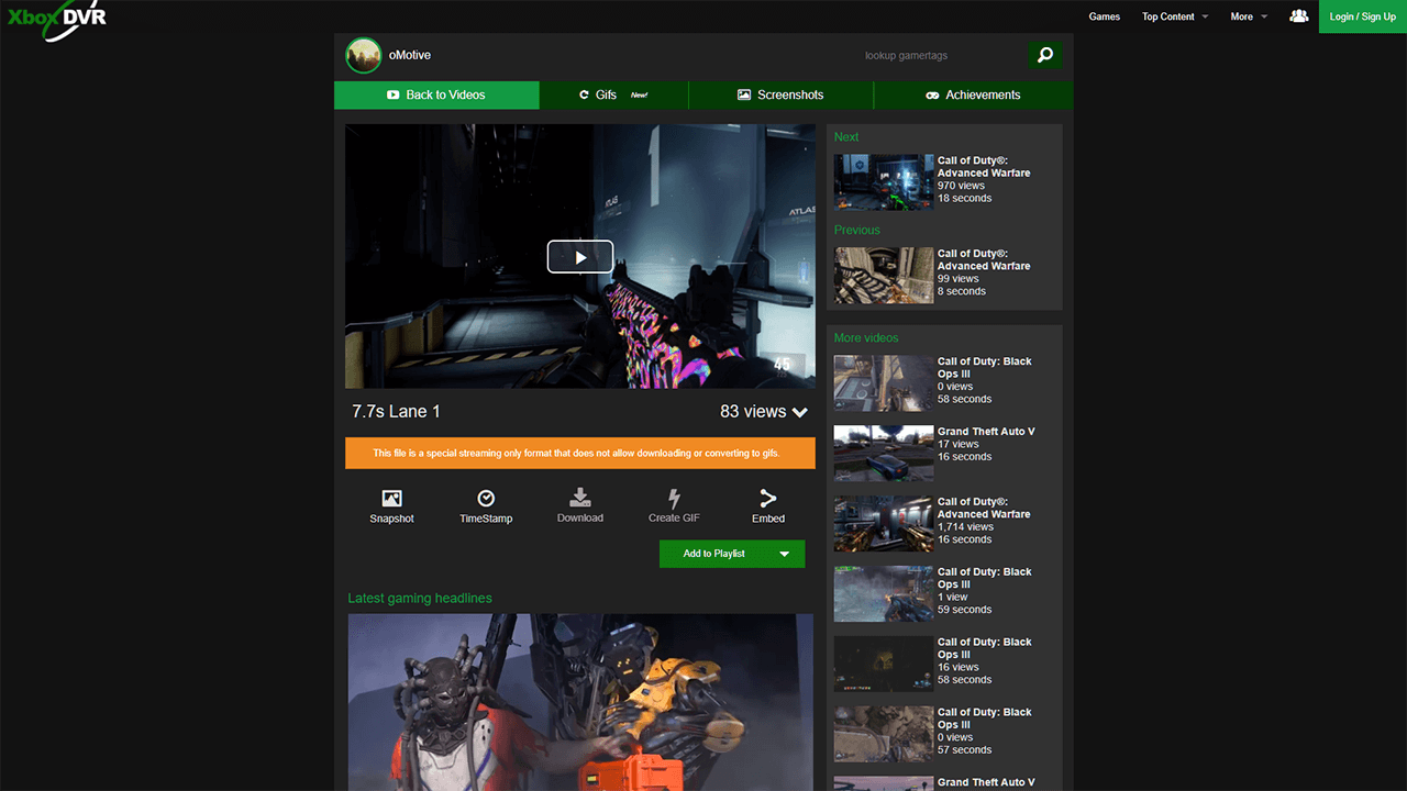 XboxDVR - Material Dark Theme