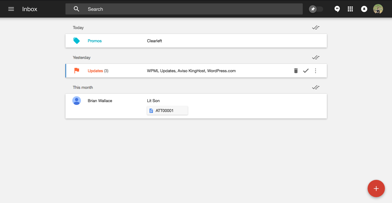 Google Inbox / Dark navbar