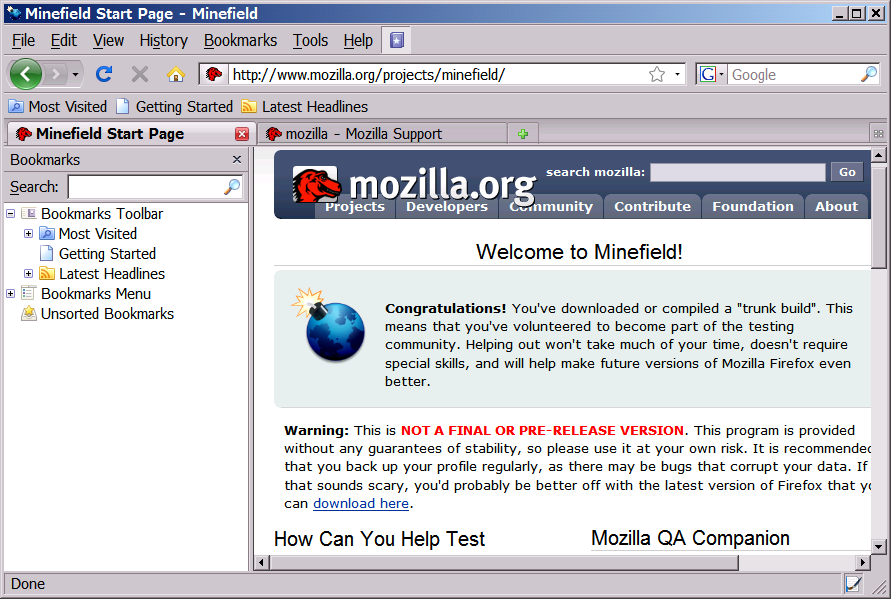 Firefox 3.6 Sidebar Below The Tabbar