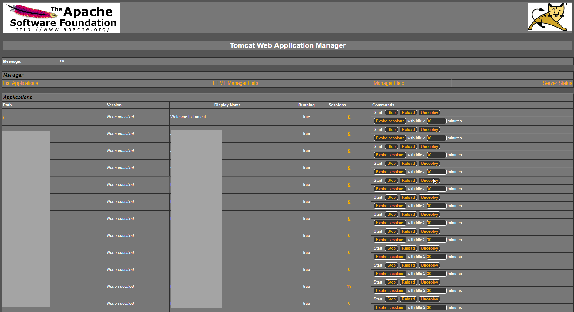 Tomcat 8 Manager Dark