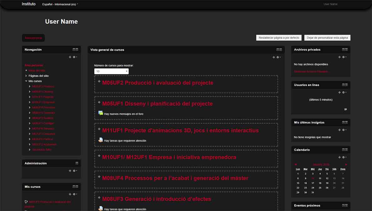Moodle - Dark (editable link color)