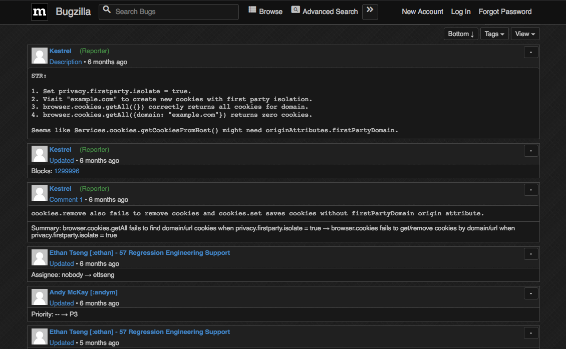 Mozilla Dark (Bugzilla, SuMo, wiki, developer)