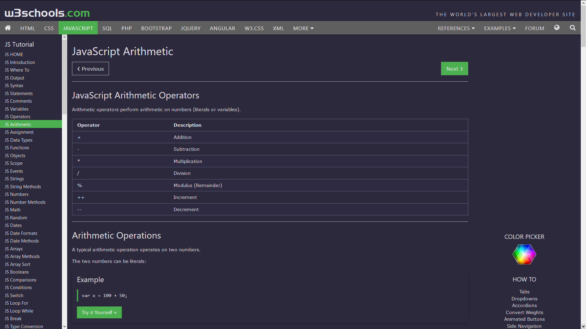 W3Schools grey-purple theme