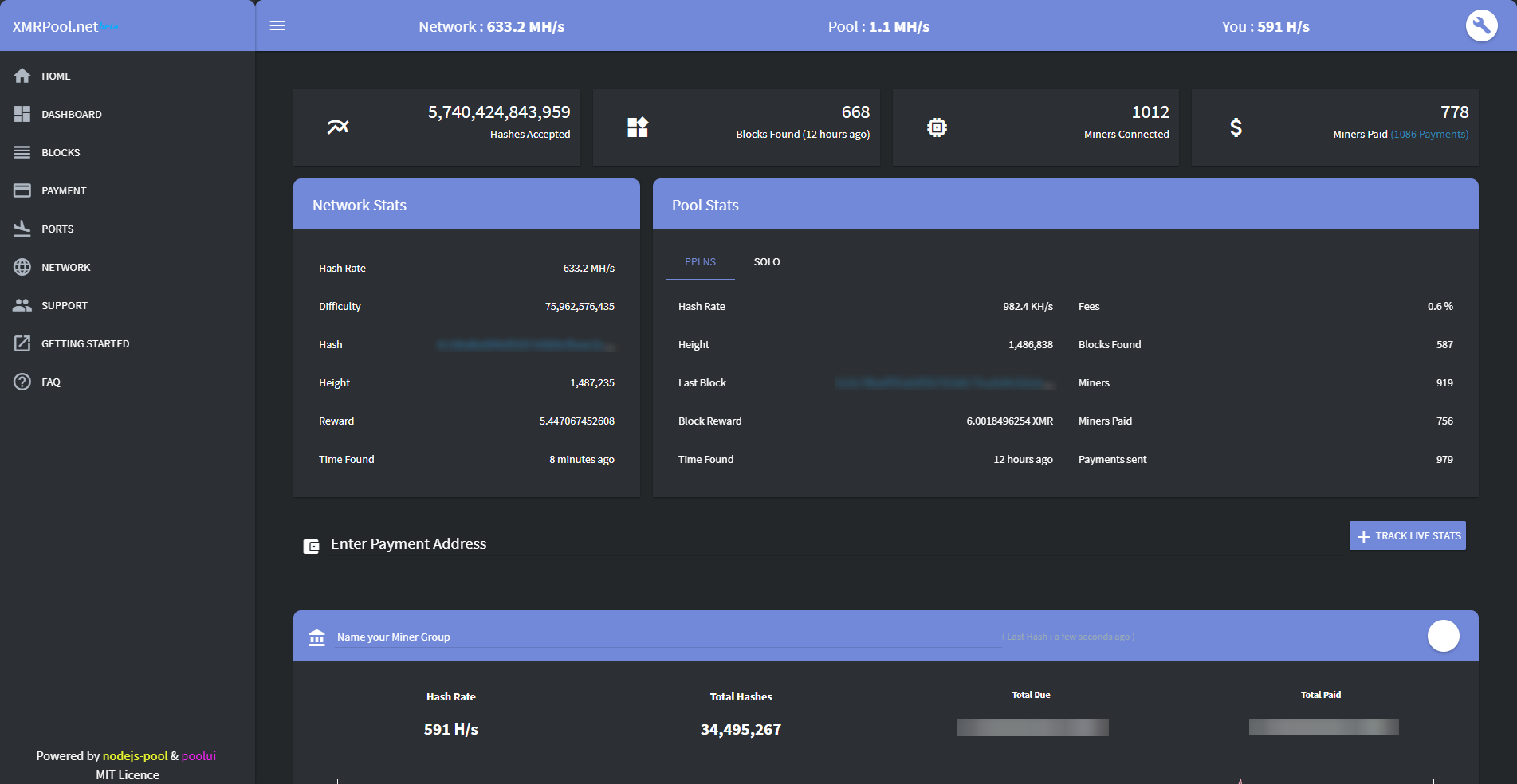 XMRPool Dark theme