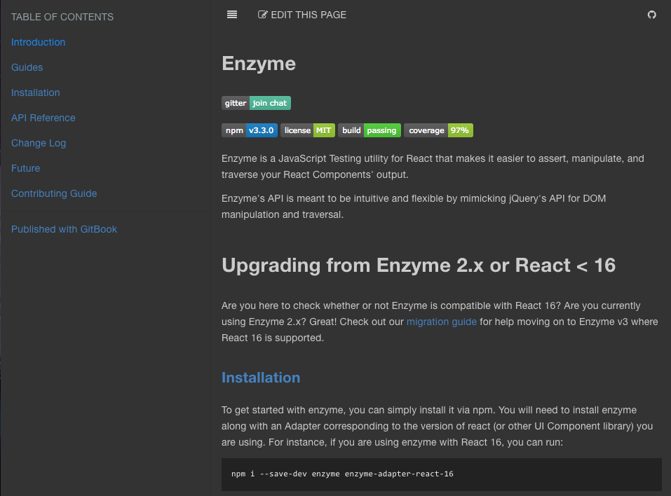 Enzyme docs dark