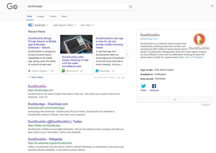 DuckDuckGo!Google