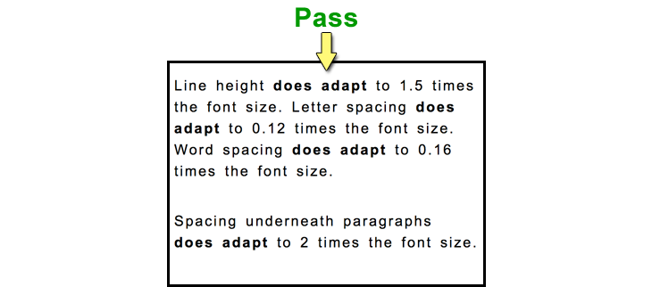 WCAG 2.1 text spacing test