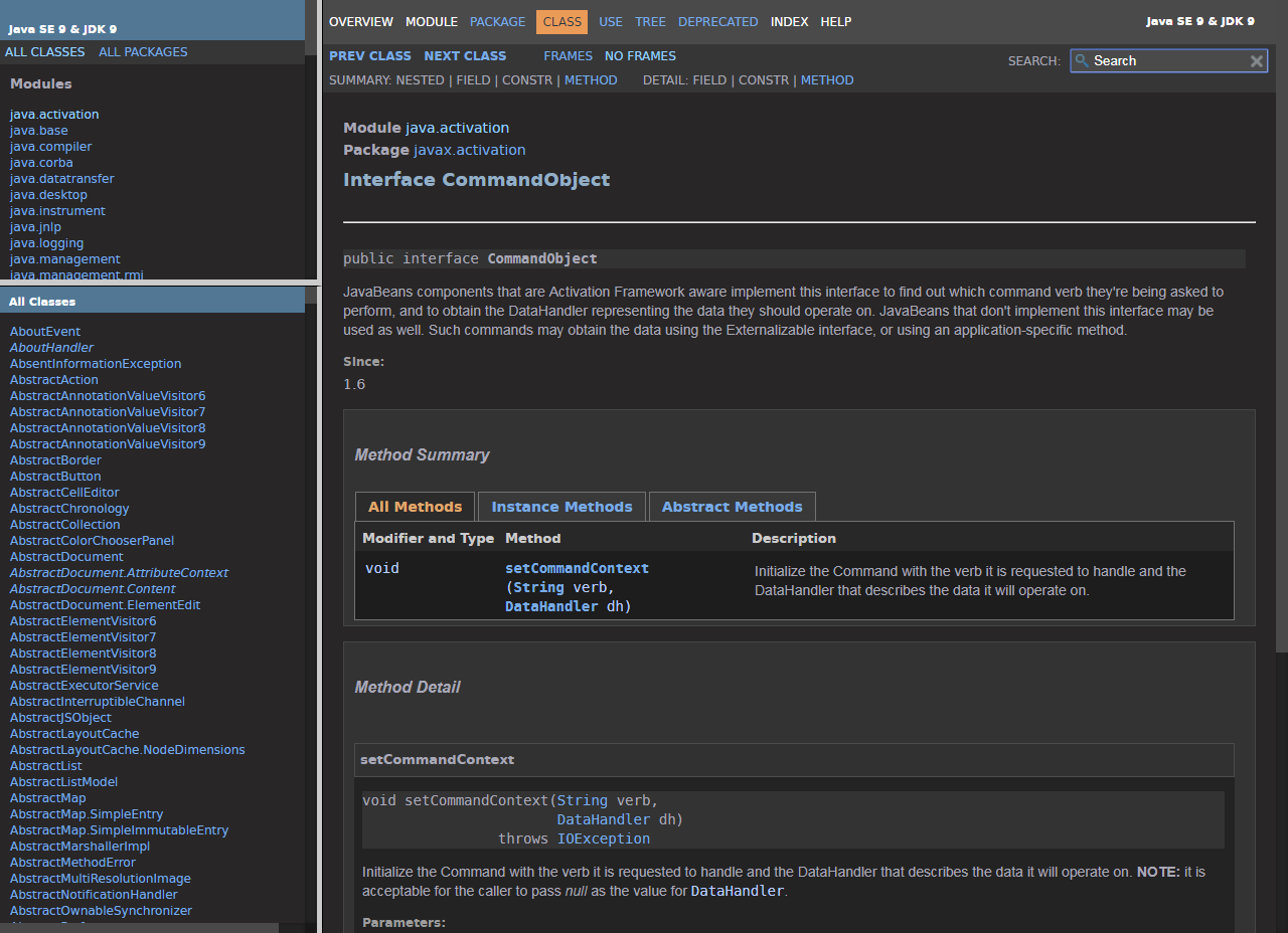 Dark Javadocs (Java 9-16 support)
