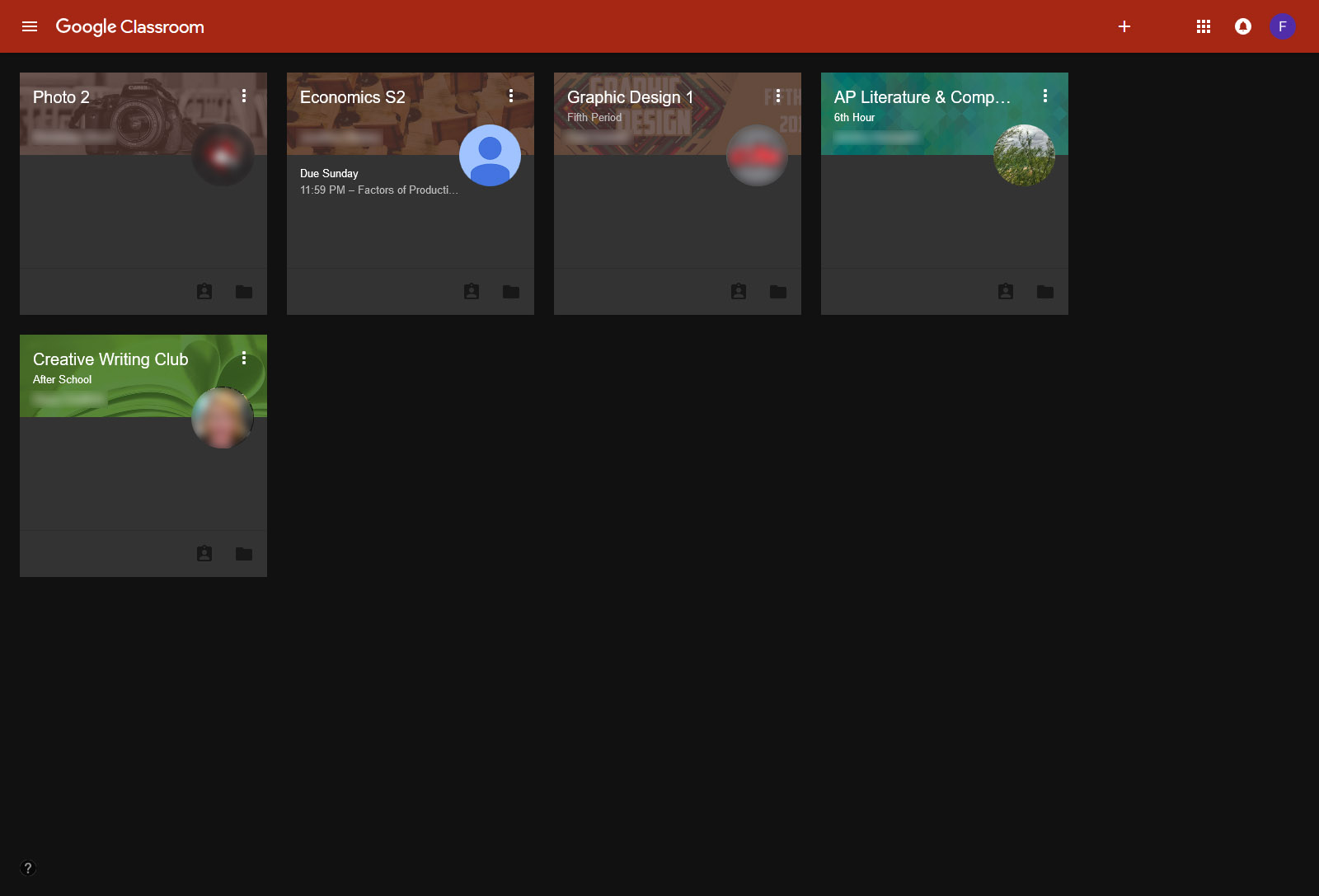 Google Classroom Dark