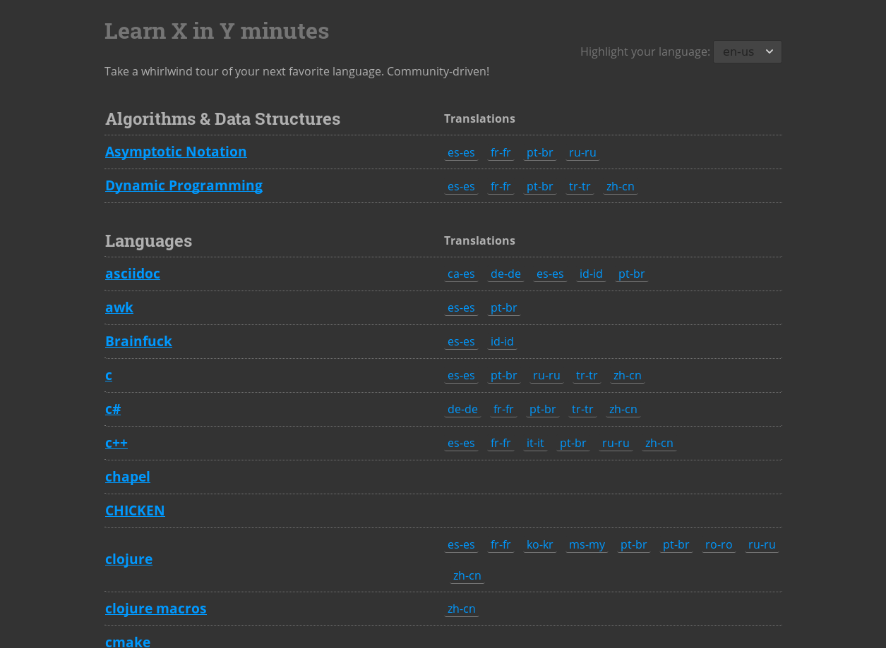 learnxinyminutes dark theme