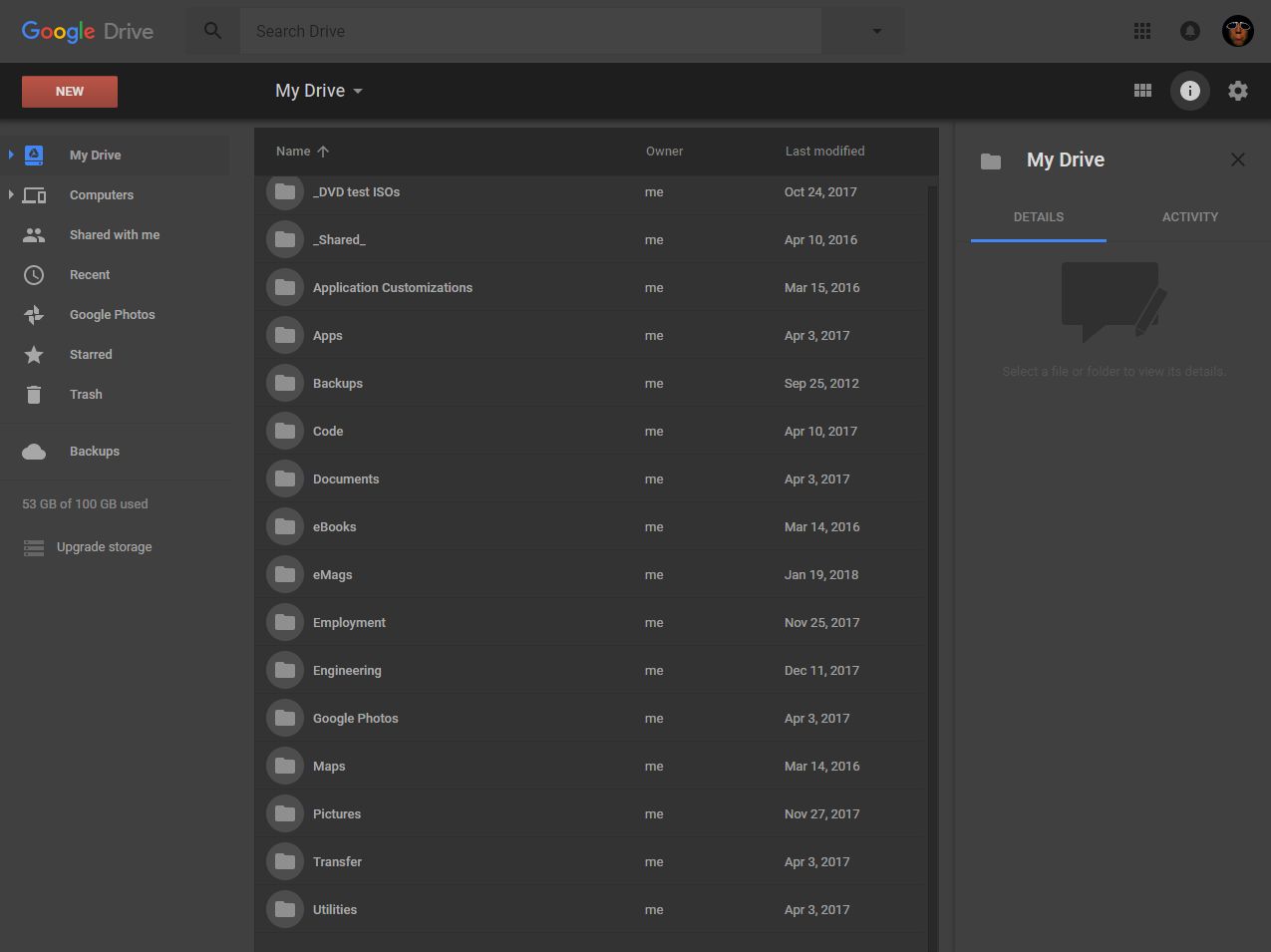 Dark Google Drive (deprecated) by keystoneclimber