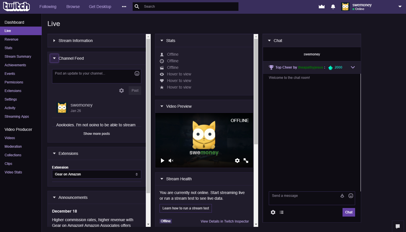 Twitch Dashboard Vertical Scroll Fix